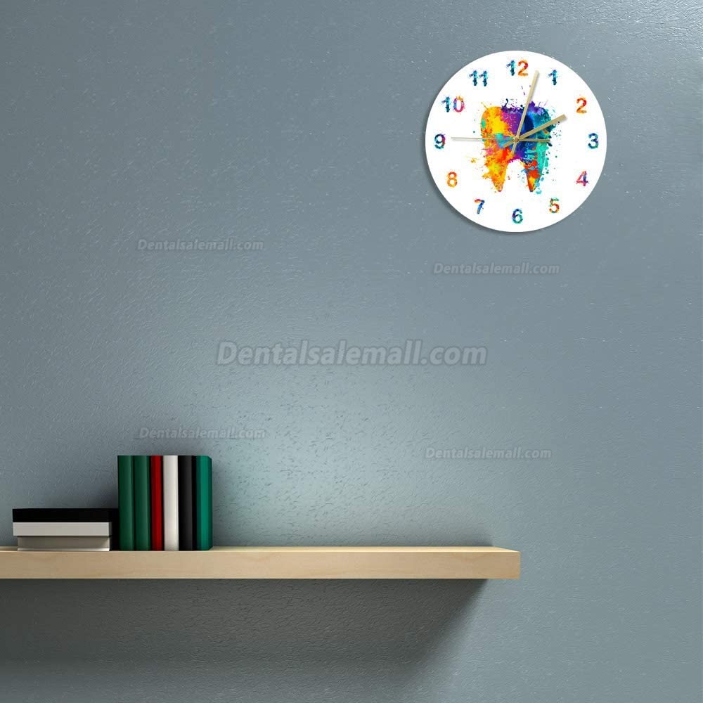 Watercolour Tooth Painting Print Wall Clock Medical Dental Clinic Wall Wall Watch Orthodontist Dentist Gift Idea