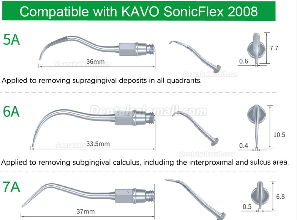 10Pcs Dental Air Scaler Scaling Tips 5A 6A 7A For Kavo SONICflex Scaler Handpiece
