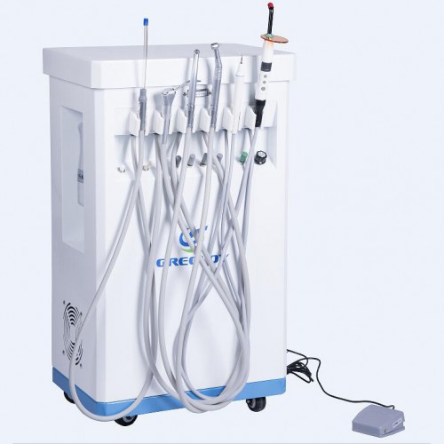 GREELOY GU-P209 Dental Delivery Unit Mobile Cart Self-contained Air Compressor+ Scaler+ LED Curing Light