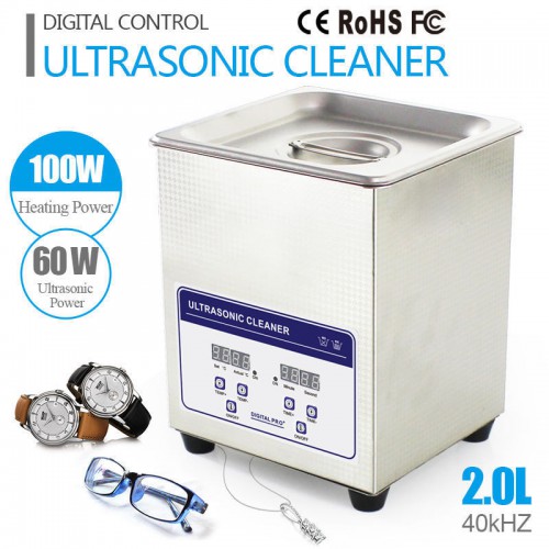 Ultrasonic Cleaner with Heater Timer, 60W 2L Stainless Steel Jewelry Cleaner  For