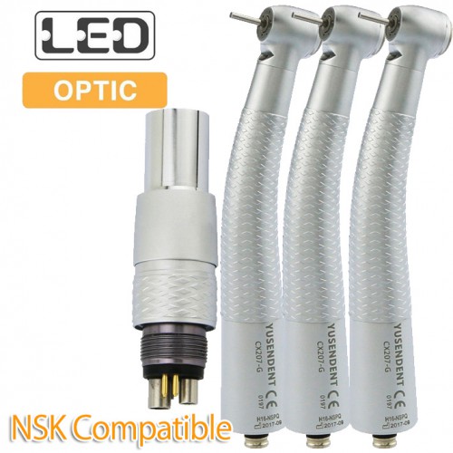 YUSENDENT® COXO CX207-GN-PQ Dental Fiber Optic Turbine Handpiece NSK Compatible (With Coupler x1+ Without Coupler x2)