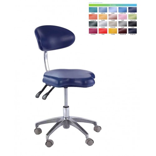 Ergonomic Mobile Rolling Dental Chair Assistant Stools with Back Support & Armrest PU Saddle Stool QY90B