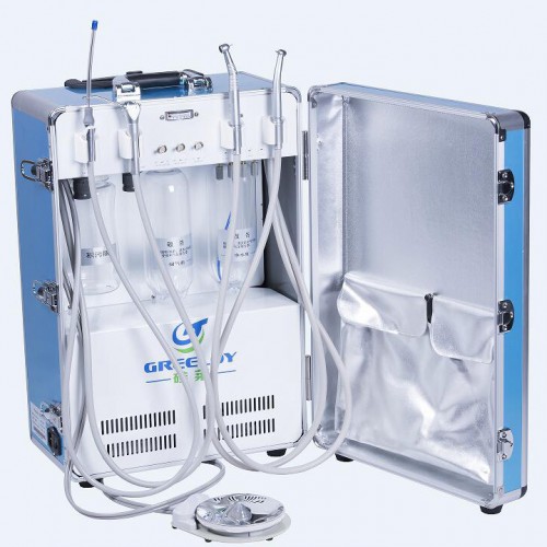 Greeloy Portable Dental Unit with Air Compressor GU-P204 + Triplex Syringe