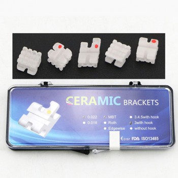 5Pack/20Pcs Dental Orthodontic Ceramic Bracket Braces MBT 022 3 Hooks