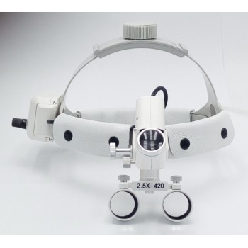 Dental Surgical Medical 2.5X420mm Headband Loupe with LED Headlight DY-105 White