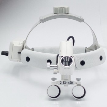 Dental Surgical Medical 2.5X420mm Headband Loupe with LED Headlight DY-105 White