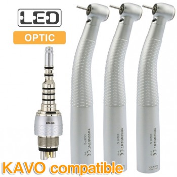 YUSENDENT® COXO CX207-GK-PQ Dental Fiber Optic Turbine Handpiece KAVO Compatible (With Coupler x1+ Without Coupler x2)