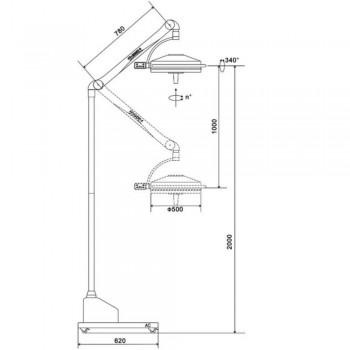 KWS KD-2036D-3 108W Mobile Stand LED Surgical Light Shadowless Exam Lamp Operatory Light