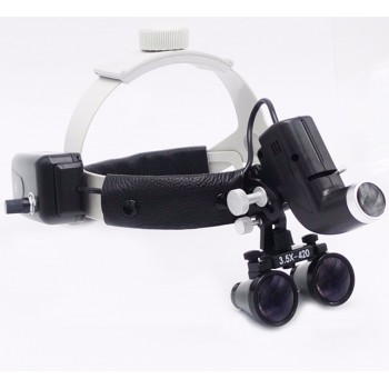 Dental LED Surgical Headlight 3.5X420mm Leather Headband Loupe DY-106