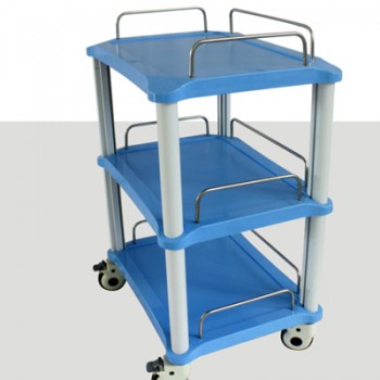 ZL® YA50 Dental Cart (3 Trays ABS Blue Rolling Trolley)