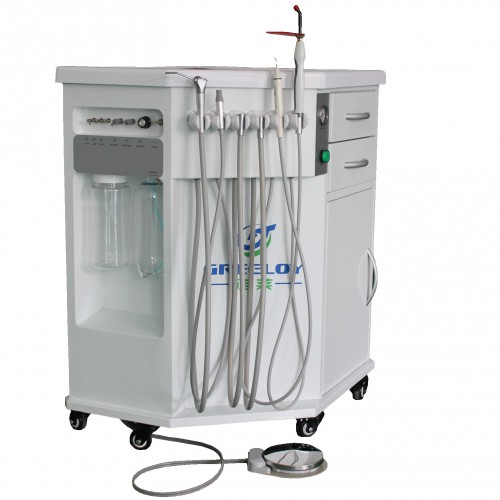 Greeloy® GU-P212 Mobile Dental Delivery Cart Unit Cabine Style + Compressor + Curing Light + Ultrasonic Scaler
