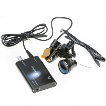 Dental 3.5X Binocular Loupes + 5W LED Head Light w/ Filter + Aluminum Box