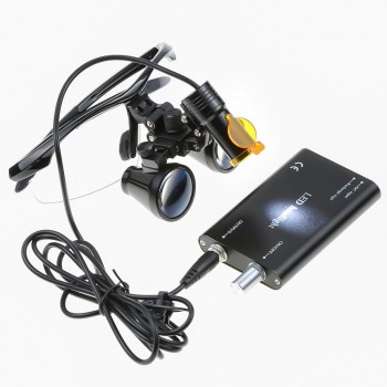 Dental 3.5X Binocular Loupes + 5W LED Head Light w/ Filter + Aluminum Box