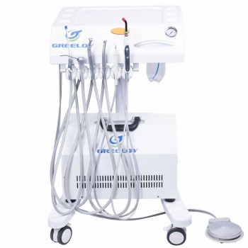Greeloy Mobile Dental Cart Unit GU-P302 with Air Compressor GU-P300+ Curing Ligh...