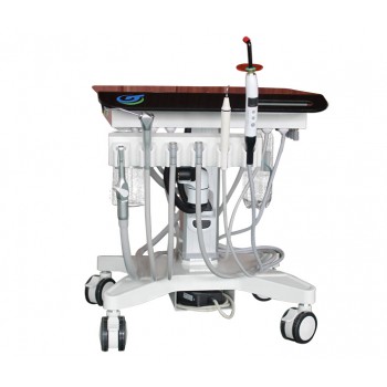 US STOCK! Greeloy GU-P302S Mobile Dental Adjusted Treatment Cart Unit + Ultrasonic Scaler + Air Comprssor GA-P300