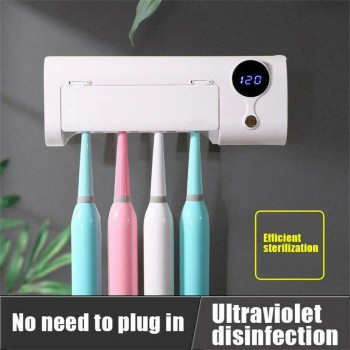 UV LED Rechargeable 4 bulbs Toothbrush Sanitizer Holder Timing Sterilizer USB