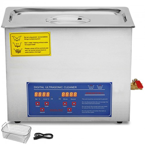 10 Liter Stainless Steel Ultrasonic Cleaner Heater Timer Bracket