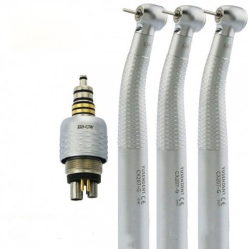 YUSENDENT® COXO CX207-GW-PQ Fiber Optic Turbine Handpiece W&H Compatible (With Coupler x1+ Without Coupler x2)