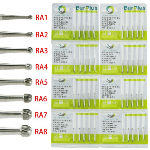 10 Packs WAVE Dental Tungsten Carbide Latch Bur Round Drill Low Speed RA 1 2 3 4 5 6 7 8