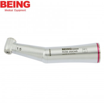 BEING Dental 1:5 Fiber Optic LED Inner Water Contra Angle Handpiece Rose 202CA15 Red Ring