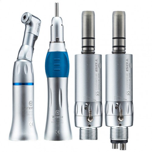 AZDENT Dental Low Speed Handpiece Kit – Straight & Contra Angle, 4 Hole, Push Button, Electric