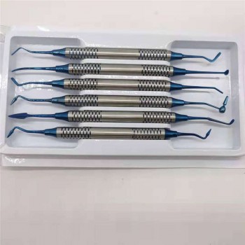 6Pcs Dental Composite Resin Filling Spatula Titanium Plated Head Resin Filler Set Thick Handle Kit