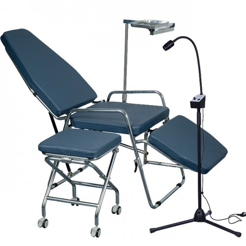 Greeloy GU-P101 Foldable Portable Dental Chair + Led Exam Light GU-P102  +Dental Stools GU-P103 Kit