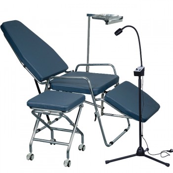 Greeloy GU-P101 Foldable Portable Dental Chair + Led Exam Light GU-P102 +Dental Stools GU-P103 Kit