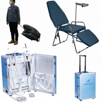 Greeloy GU-P204 Portable Dental Unit with Air Compressor +Portable Dental Chair GU-P101