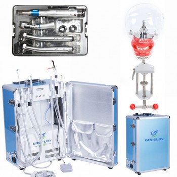 US STOCK! Greeloy Portable Dental Unit GU-P206 + Curing Light + Dental Handpiece Kit + Dental Manikin Phantom Head