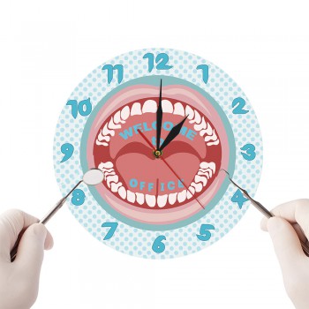 Dental Clinic Teeth Clock Personalized Business Name Wall Clock Custom Dentist Name