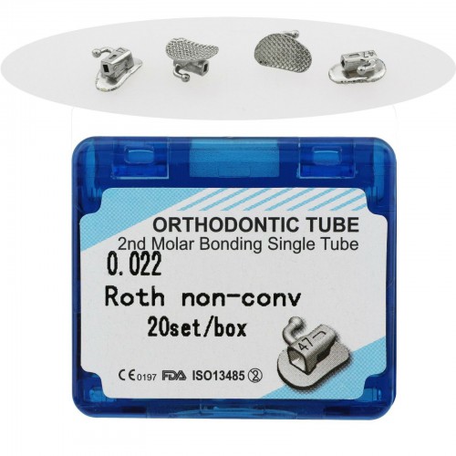 80Pcs/20 sets Dental Orthodontic Bondable Buccal Tubes Roth 022 2nd Molar Non-Convertible