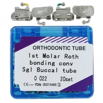 Dental Orthodontic Buccal Tube Convertible Roth 0.022 1st Molar 20 Sets Bonding