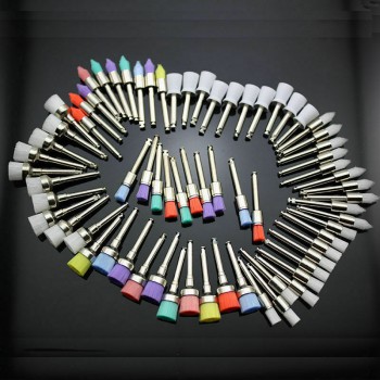 Dental Rubber Prophy Polisher Cups & Brushes - Latch-Type Flat Polishing Mixed Set
