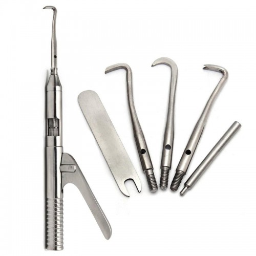 Dental Automatic Singlehanded Crown Remover Gun set Stainless Steel Dental Surgical Instrument Tools with 3 working tip