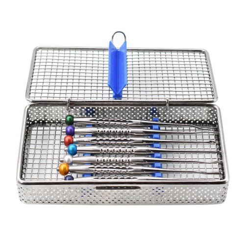7 Pcs/Kit Dental Implant Instrument Stainless Steel Luxating Root Elevator with Case Teeth Extraction Tools