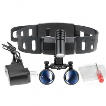 3.5X420mm Dental Binocular Magnifying Loupes with 5W LED Headlight Lamp