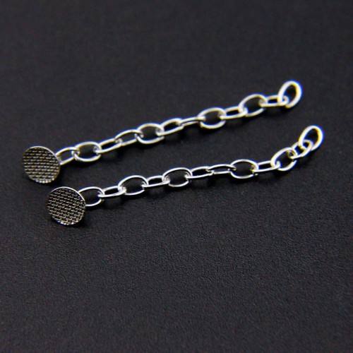 10 Pcs Dental Orthodontic Traction Chain Round Button with Chain Silver