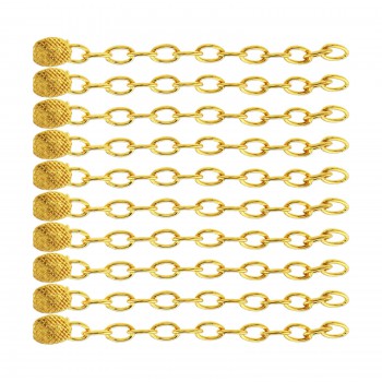 10 Pcs Dental Orthodontic Traction Rectangular Button With Chain 18K Gold Plated