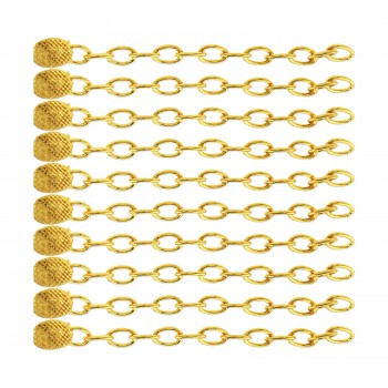 10 Pcs Dental Orthodontic Traction Rectangular Button With Chain 18K Gold Plated