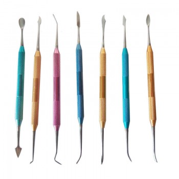 7Pcs Dental Lab Wax Plaster Carving Tool Set Stainless Steel Colorful Dentist
