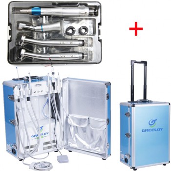 US STOCK!Greeloy® GU-P206 Portable Dental Unit + Scaler + Curing Light + Handpiece Kits