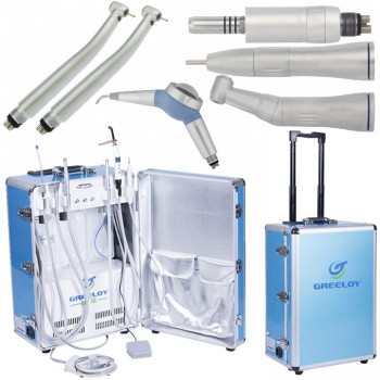 Greeloy® GU-P206 Portable Dental Unit + High Speed Handpiece + Low Speed Handpie...