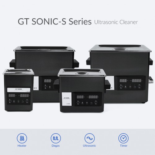 GT SONIC S-Series 2-9L Touch Panel Benchtop Ultrasonic Cleaner with Heater Titanium Mirror Stainless Steel