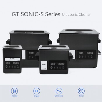 GT SONIC S-Series 2-9L Touch Panel Benchtop Ultrasonic Cleaner with Heater Titanium Mirror Stainless Steel