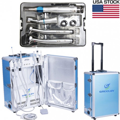 US STOCK! Greeloy® GU-P206 Portable Dental Unit + Scaler + Curing Light + Handpiece Kits