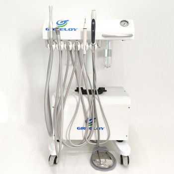 US STOCK! Greeloy Mobile Dental Cart Unit GU-P302 with Air Compressor GA-P300+ Curing Light+ Scaler Handpiece