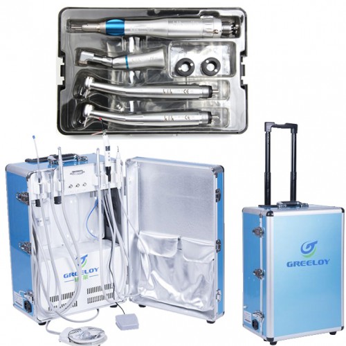 US STOCK!Greeloy® GU-P206 Portable Dental Unit + Scaler + Curing Light + Handpiece Kits