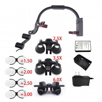 5X / 6X Dental Medical Binocular Loupe Magnifier Headband 5W LED Headlight Head Light