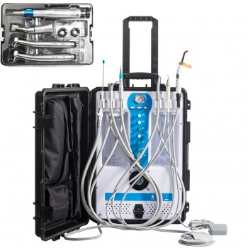 Greeloy® GU-P206S Portable Dental Unit with Compressor+ Curing Light +Scaler + Handpieces Kit